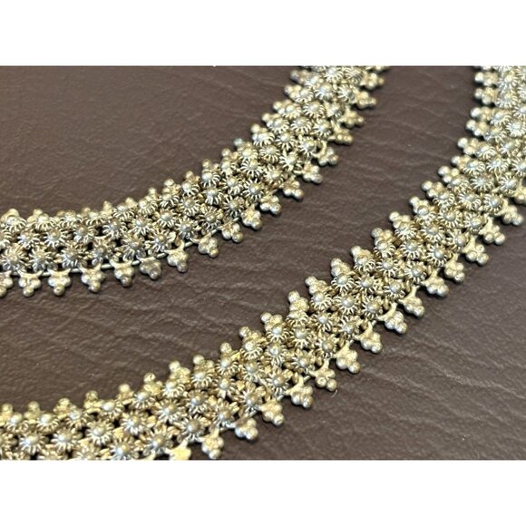 ORNATE FILIGREE VTG Untested Silver Boho Ethnic Necklace Bracelet Needs Clasp - Picture 3 of 10